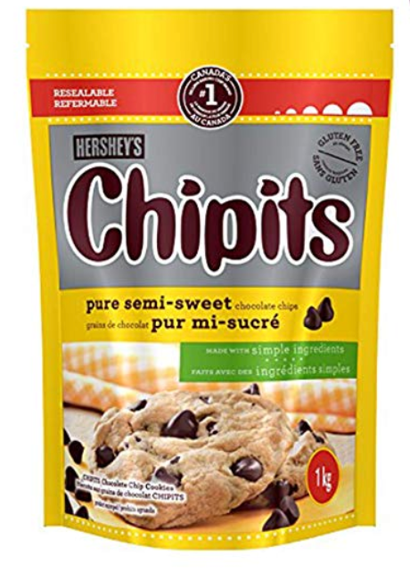 HERSHEY'S CHIPITS Chocolate Chips, Pure Semi-Sweet, 1000 Gram